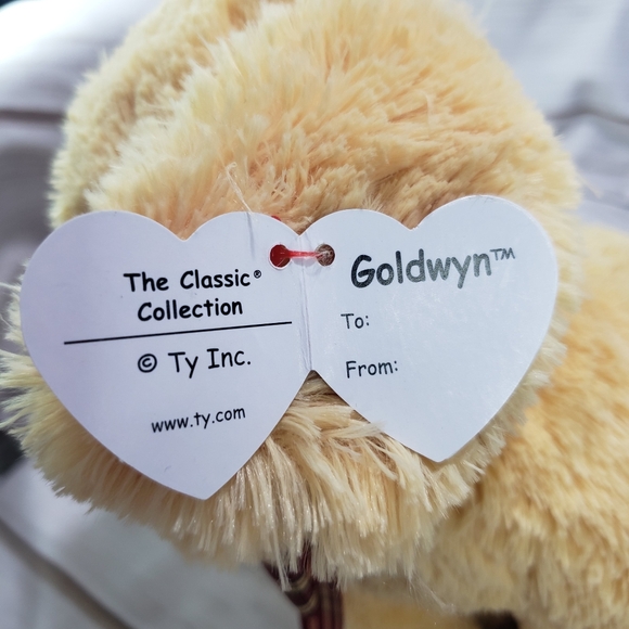 🌞SOLD🌞TY Classic Goldwyn Golden Retriever Plush Stuffed Toy 10" 2017 Plaid Bow - Picture 8 of 11